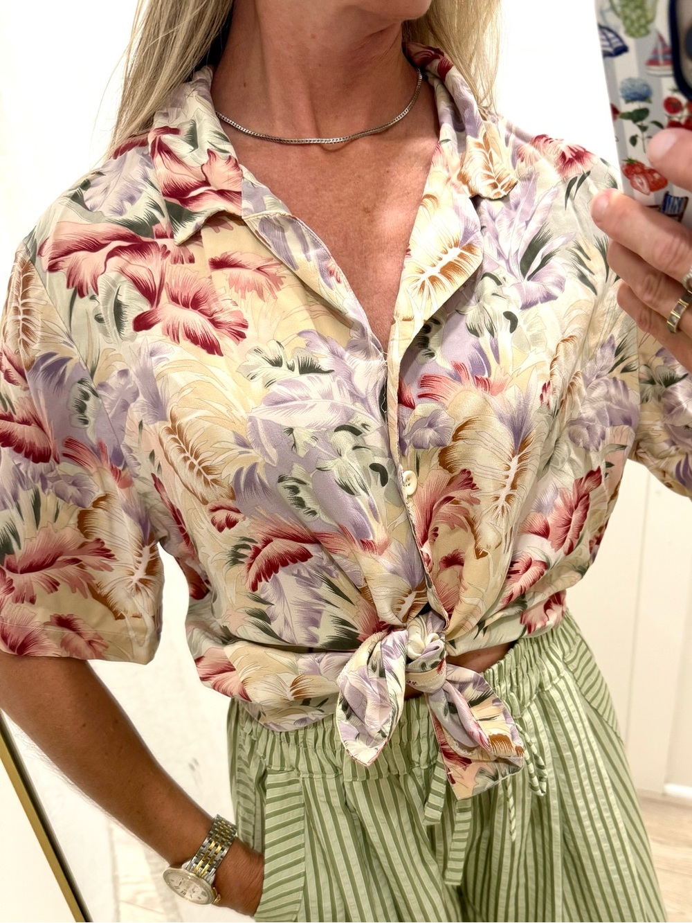 Vintage Silk Tropical Hawaiian Camp Shirt Floral Resort Vacation Medium - Picture 2 of 9